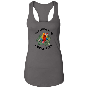 I'd Rather Be in Costa Rica Macaw  Ladies Racerback Tank