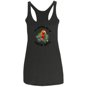 I'd Rather Be in Costa Rica Macaw  Ladies Racerback Tank