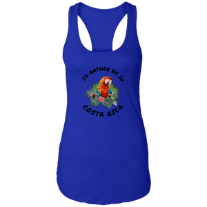 I'd Rather Be in Costa Rica Macaw  Ladies Racerback Tank