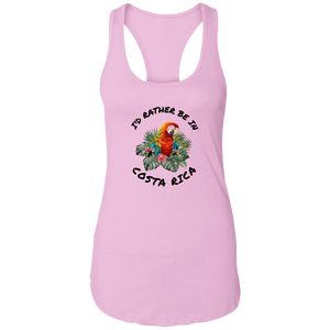 I'd Rather Be in Costa Rica Macaw  Ladies Racerback Tank